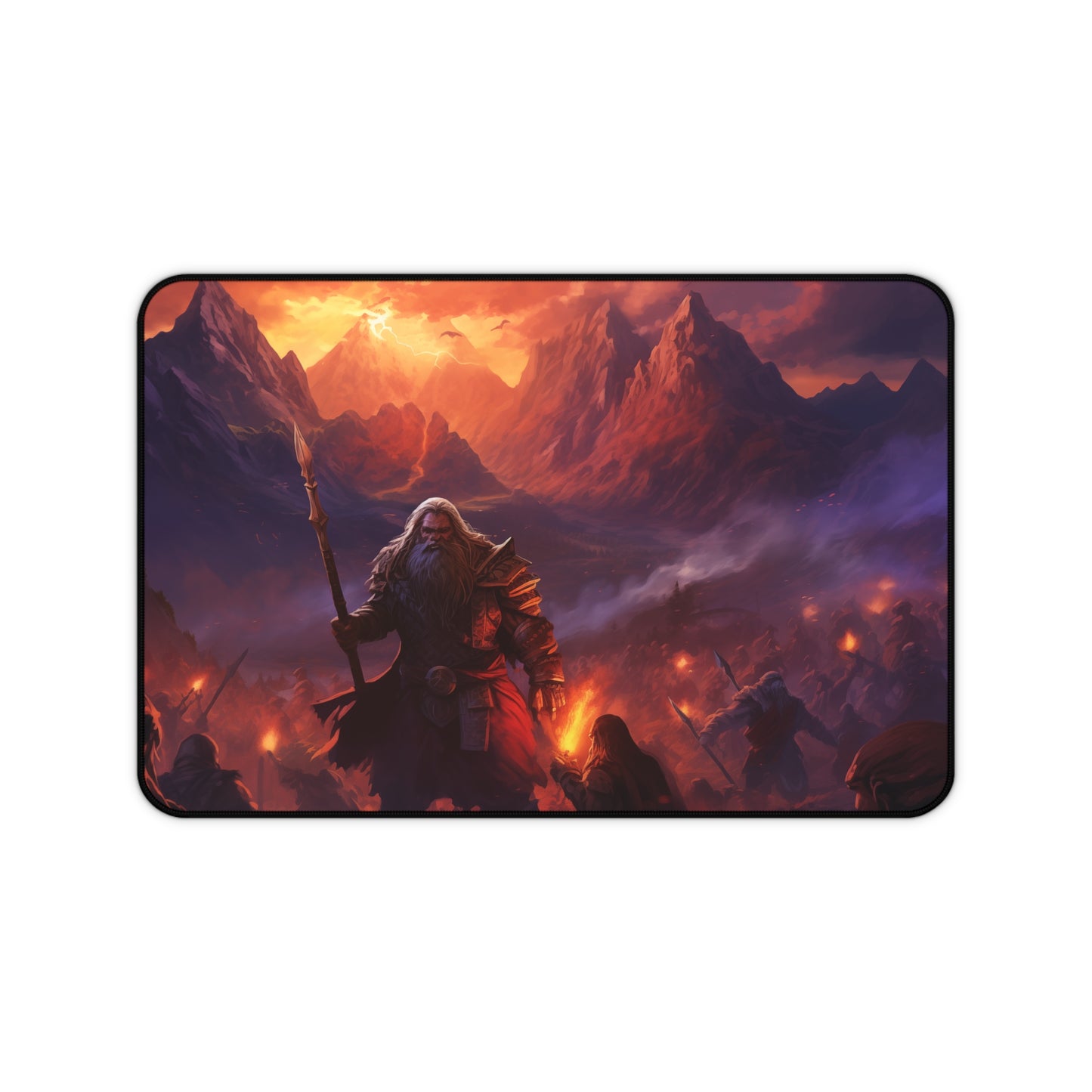 Epic Fantasy Friends Collection - "The Unbreakable General" Watercolor Art Work Design - Neoprene Gaming Desk Mat / Cover