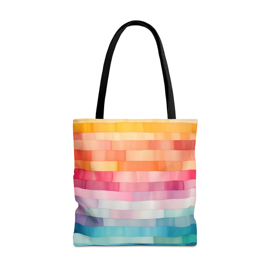 Happy Easter Colorful Watercolor Rainbow Pattern Tote Bag