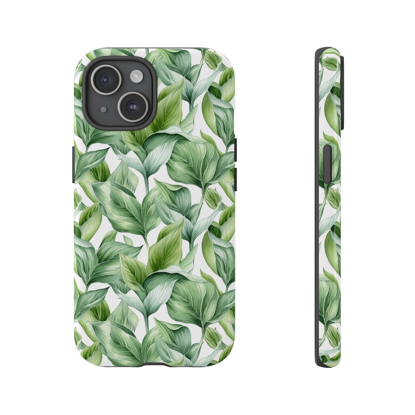 Gardening Lovers Collection - "Hosta (Hosta spp.)" Herbal Watercolor Plants Pattern - iPhone 15, iPhone 14 and iPhone 13 Phone Case