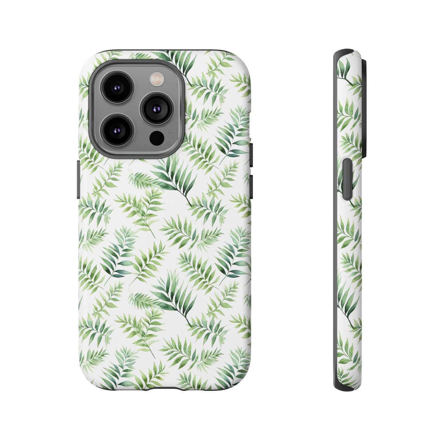 Gardening Collection - "Bamboo Palm (Chamaedorea seifrizii)" Herbal Watercolor Plants Pattern- iPhone 15, iPhone 14 and iPhone 13 Phone Case