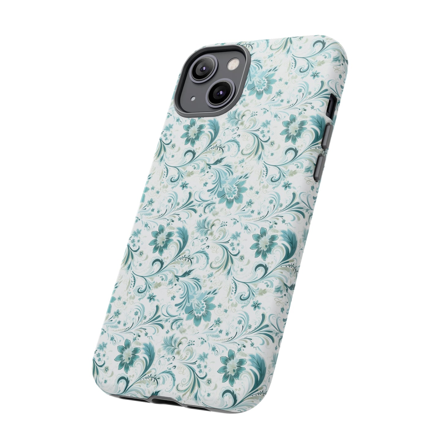 Beautiful Moss and Olive Green Floral Pattern Phone Case - Tough Cases for iPhone 15, iPhone 14 and iPhone 13