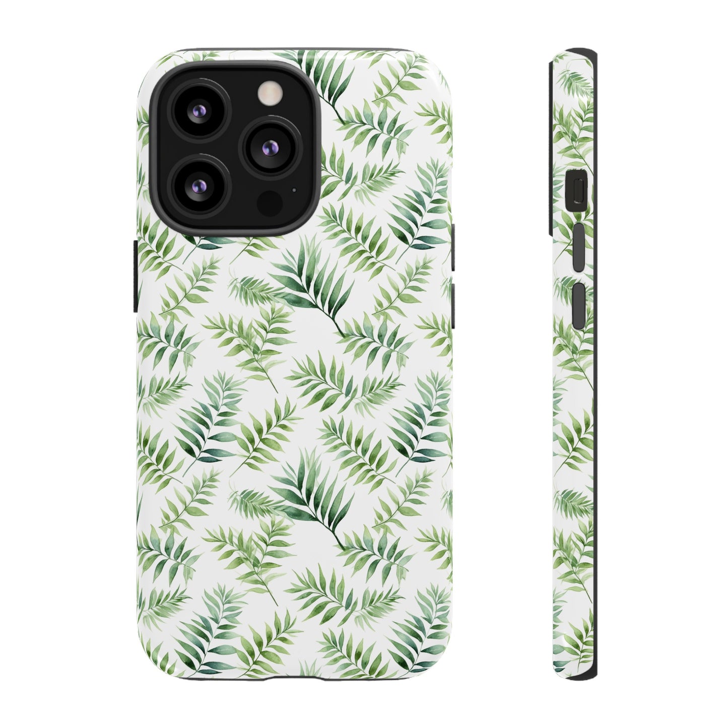 Gardening Collection - "Bamboo Palm (Chamaedorea seifrizii)" Herbal Watercolor Plants Pattern- iPhone 15, iPhone 14 and iPhone 13 Phone Case