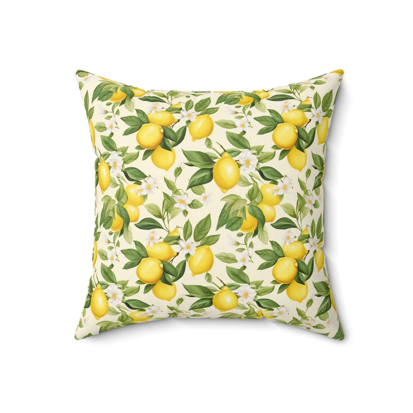 Gardening Lovers Collection - Classic Watercolor Summer Lemon Citrus Pattern Pillow - Spun Polyester Square Pillow