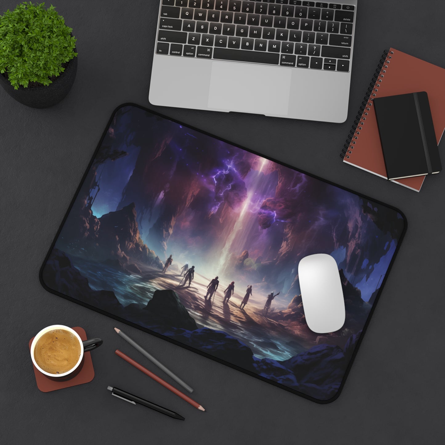 Epic Fantasy Friends Collection - "Soul-String Between Two Worlds" Watercolor Art Work Design - Neoprene Gaming Desk Mat / Cover