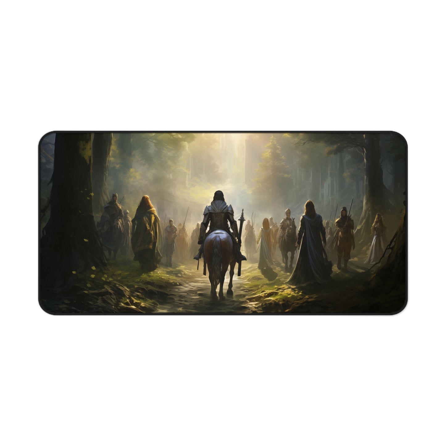 Epic Fantasy Friends Collection - "Elvish Council Gathering" Watercolor Art Work Design - Neoprene Gaming Desk Mat / Cover