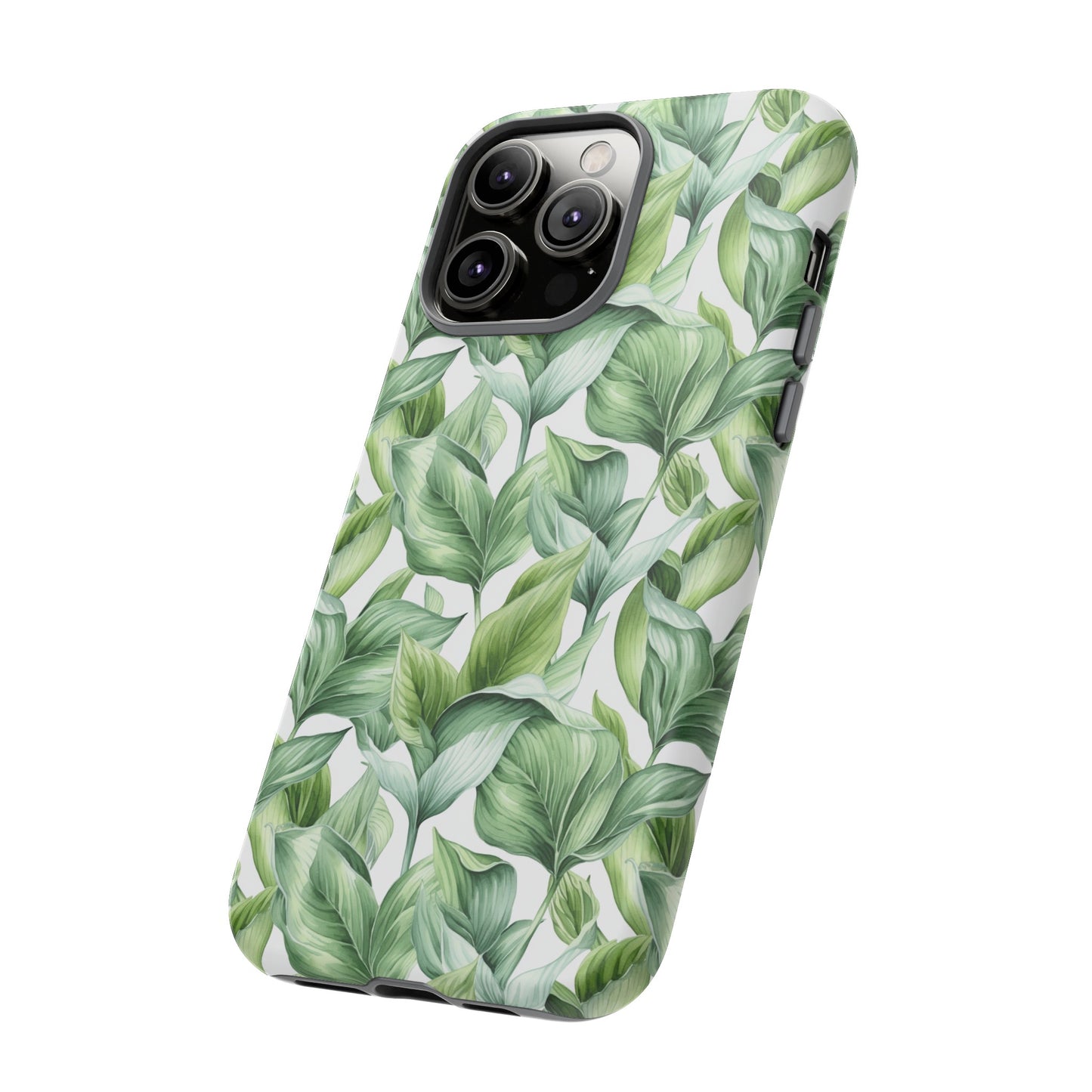 Gardening Lovers Collection - "Hosta (Hosta spp.)" Herbal Watercolor Plants Pattern - iPhone 15, iPhone 14 and iPhone 13 Phone Case