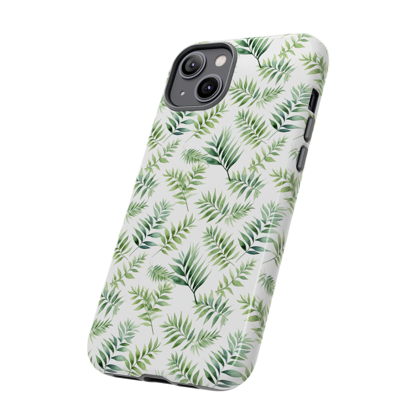 Gardening Collection - "Bamboo Palm (Chamaedorea seifrizii)" Herbal Watercolor Plants Pattern- iPhone 15, iPhone 14 and iPhone 13 Phone Case