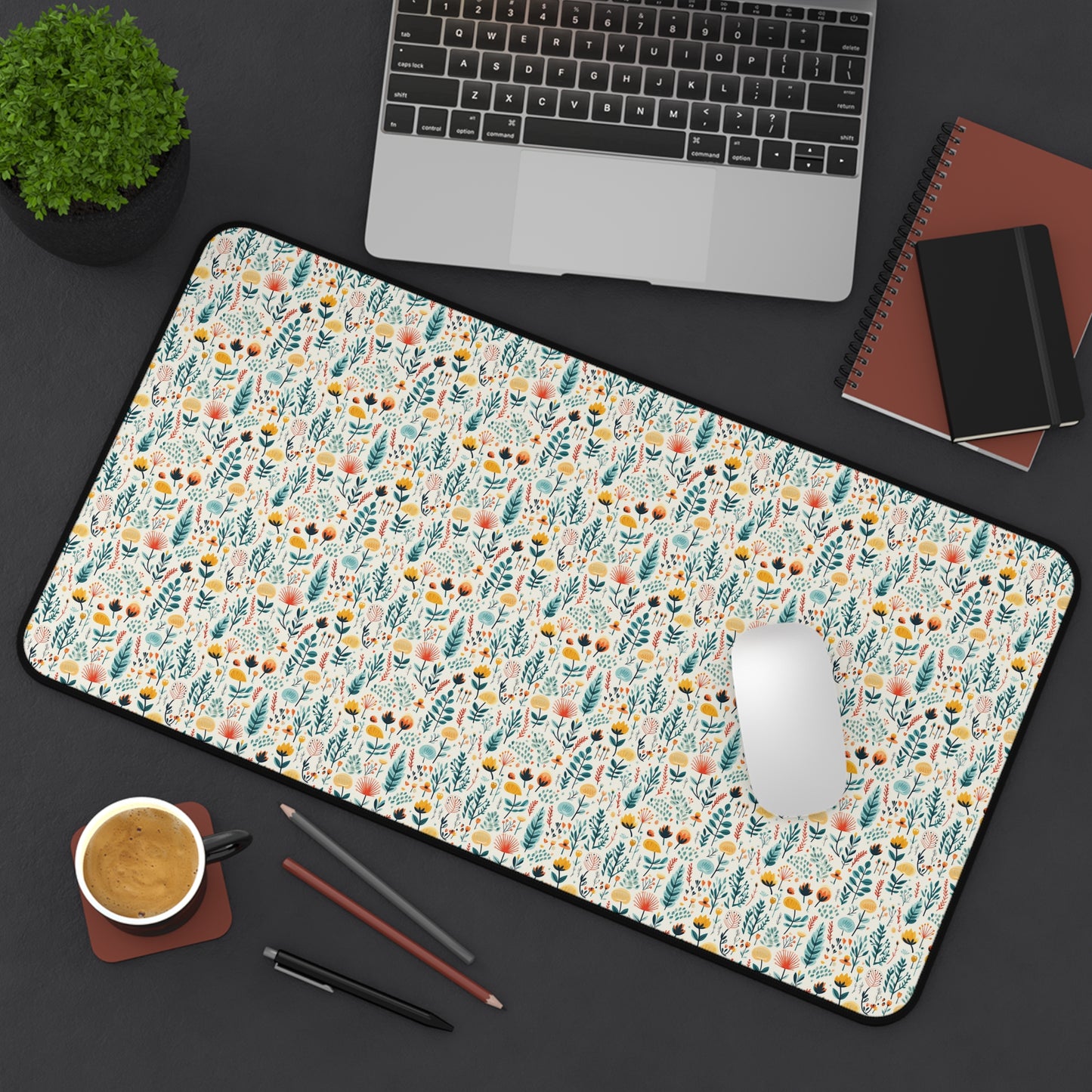 Calming Floral Pattern Desk Mat