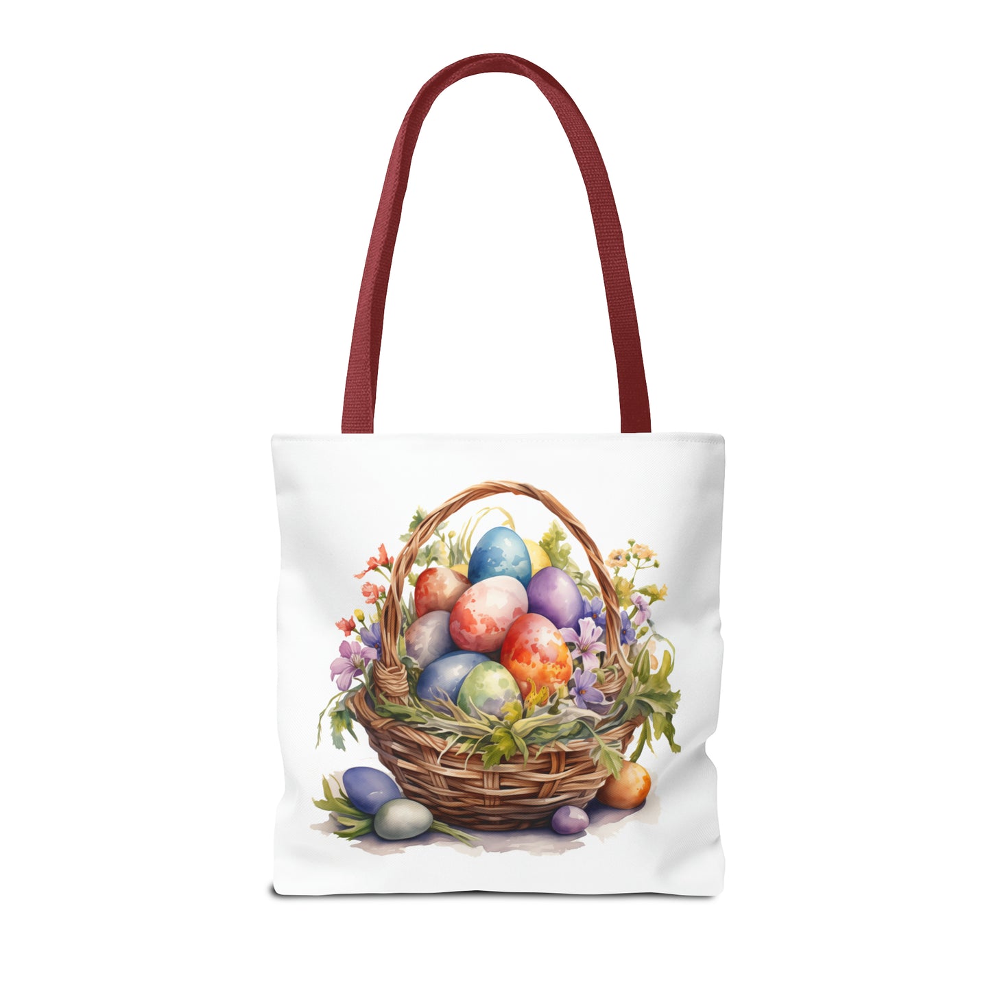 Happy Easter Basket / Egg Basket Watercolor Design Tote Bag