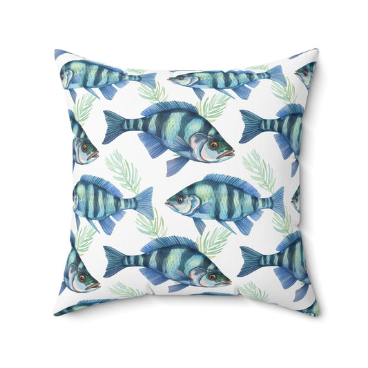 Fishing Enthusiasts Collection - Beautiful "African Cichlid" Elegant Watercolor Fish Pattern - Spun Polyester Square Pillow - Perfect Gift