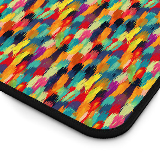 Colorful Artistic Rainbow Straight Brush Strokes Pattern Desk Mat