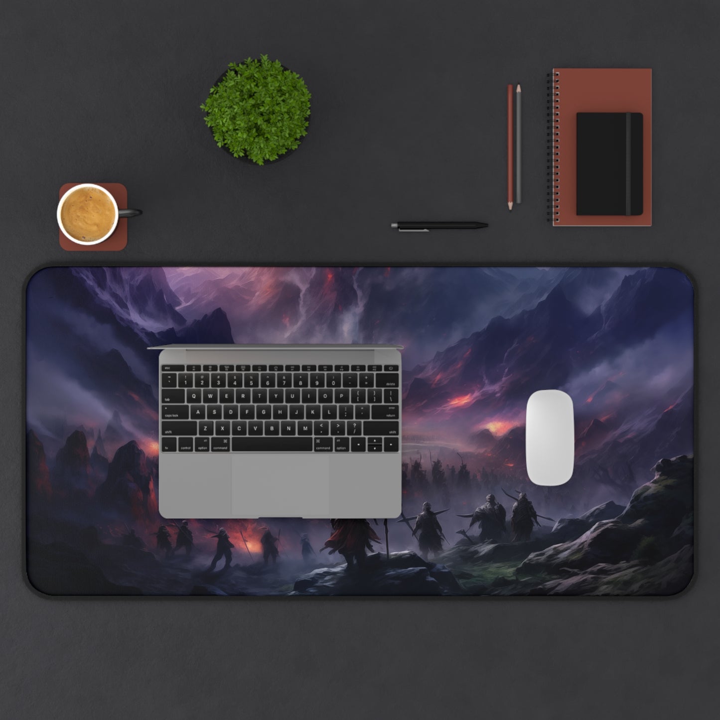 Epic Fantasy Friends Collection - "War of the Damned" Watercolor Art Work Design - Neoprene Gaming Desk Mat / Cover