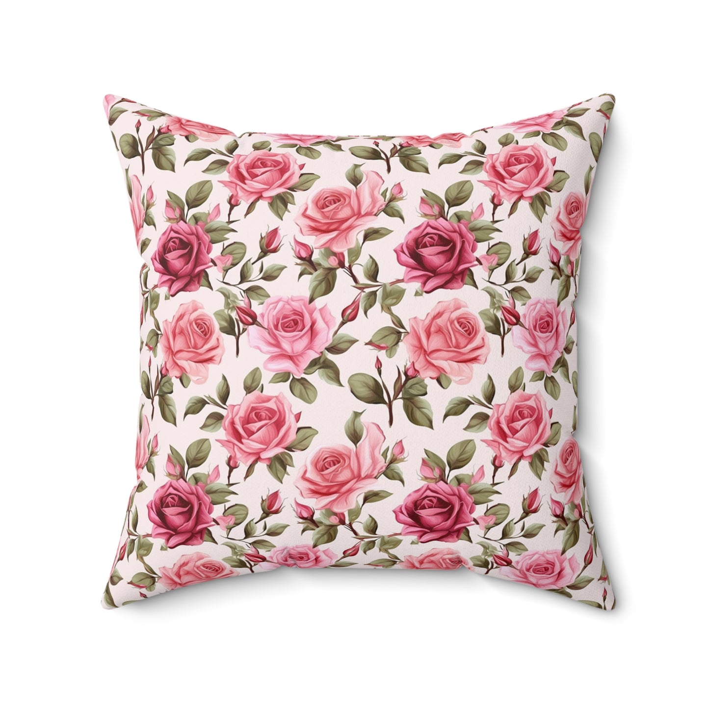 Lovely Roses Floral Pattern Pillow - Spun Polyester Square Pillow