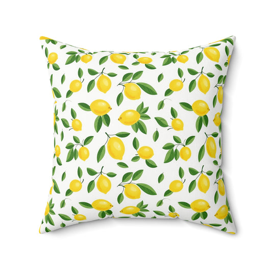 Gardening Lovers Collection - Classic Minimalist Summer Lemon Citrus Pattern Pillow - Spun Polyester Square Pillow