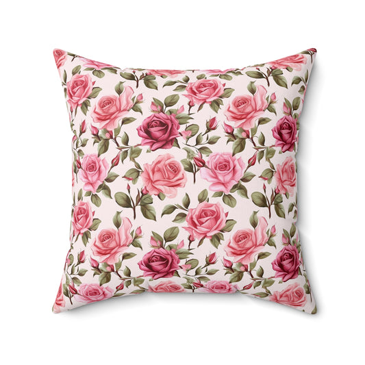 Lovely Roses Floral Pattern Pillow - Spun Polyester Square Pillow