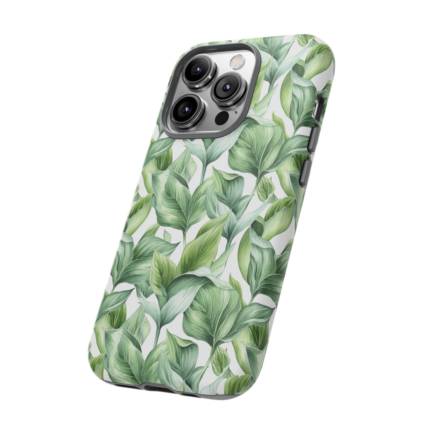 Gardening Lovers Collection - "Hosta (Hosta spp.)" Herbal Watercolor Plants Pattern - iPhone 15, iPhone 14 and iPhone 13 Phone Case