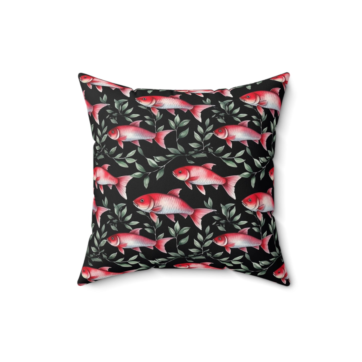 Fishing Enthusiasts Collection - Beautiful "Cherry Barb" Elegant Watercolor Fish Pattern - Spun Polyester Square Pillow - Perfect Gift