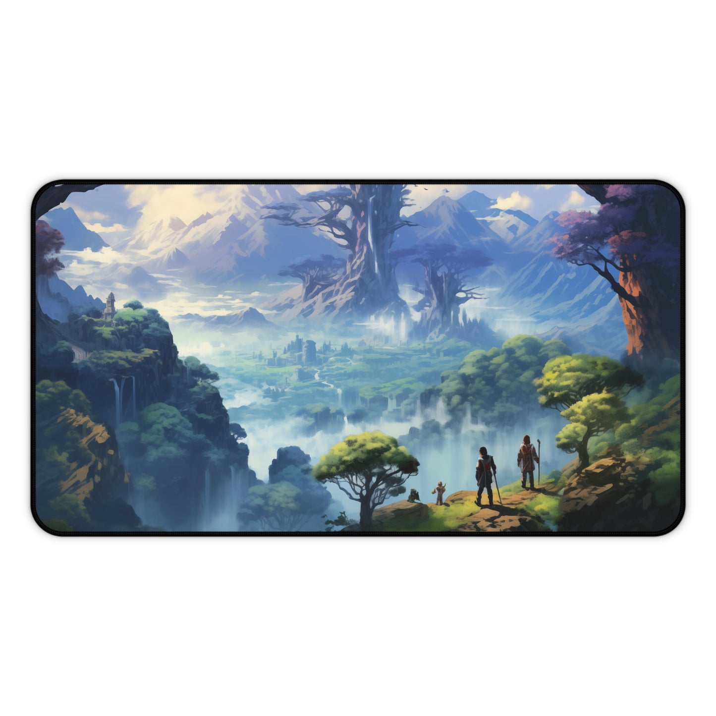 Epic Fantasy Friends Collection - "Valley of Elven-Pride" Watercolor Art Work Design - Neoprene Gaming Desk Mat / Cover