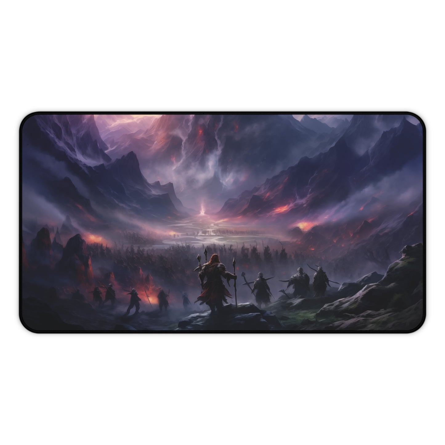 Epic Fantasy Friends Collection - "War of the Damned" Watercolor Art Work Design - Neoprene Gaming Desk Mat / Cover