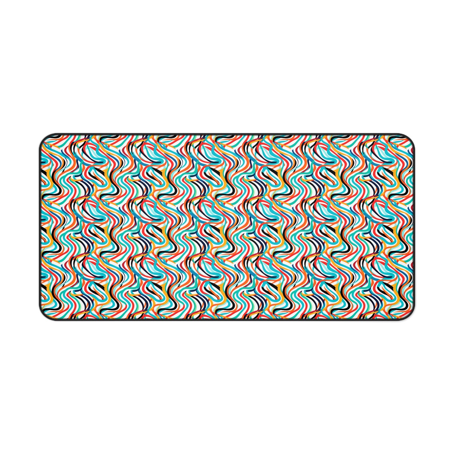 Colorful Artistic Round Rainbow Lines Pattern Desk Mat