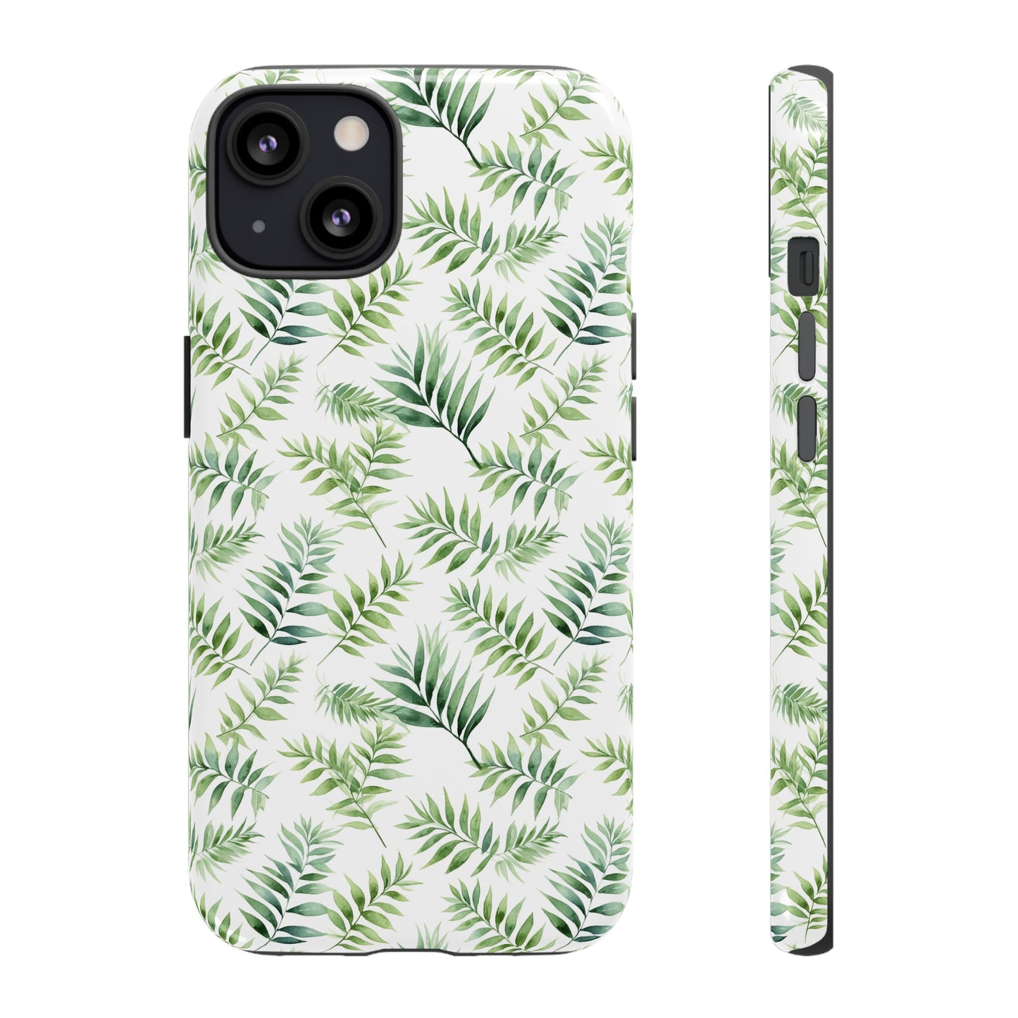 Gardening Collection - "Bamboo Palm (Chamaedorea seifrizii)" Herbal Watercolor Plants Pattern- iPhone 15, iPhone 14 and iPhone 13 Phone Case