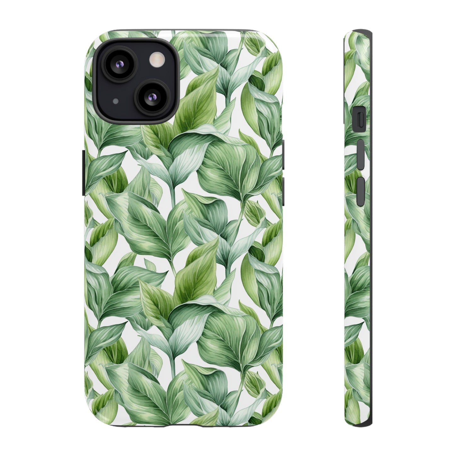 Gardening Lovers Collection - "Hosta (Hosta spp.)" Herbal Watercolor Plants Pattern - iPhone 15, iPhone 14 and iPhone 13 Phone Case