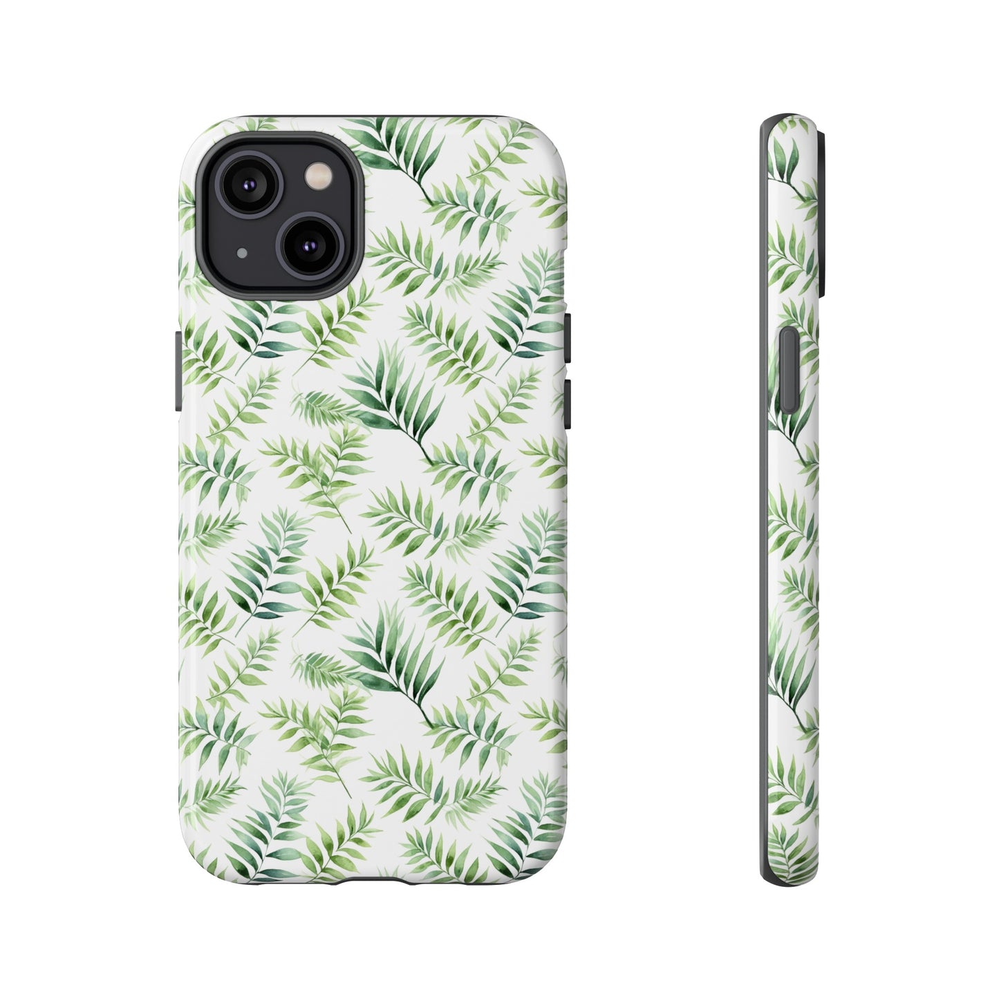 Gardening Collection - "Bamboo Palm (Chamaedorea seifrizii)" Herbal Watercolor Plants Pattern- iPhone 15, iPhone 14 and iPhone 13 Phone Case