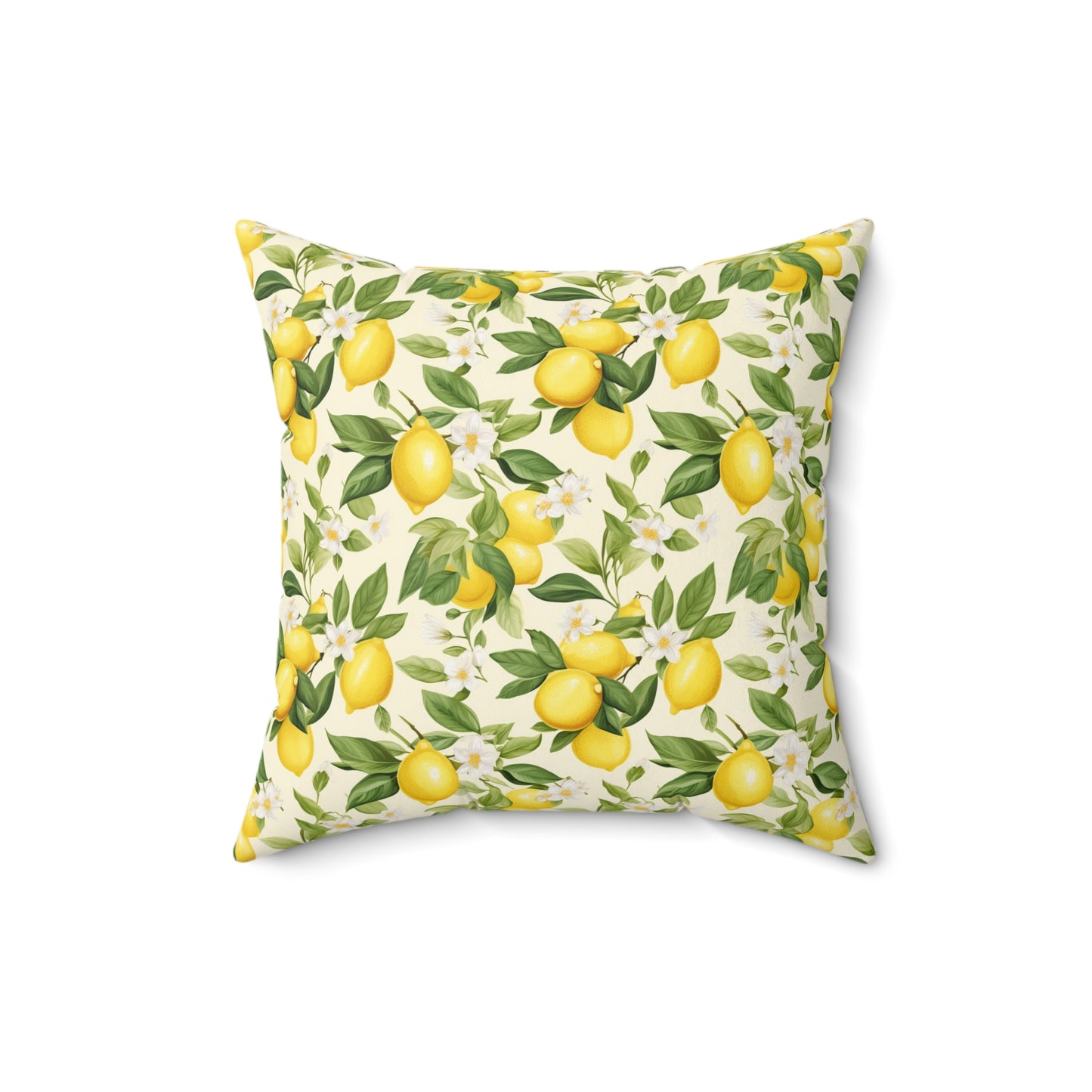 Gardening Lovers Collection - Classic Watercolor Summer Lemon Citrus Pattern Pillow - Spun Polyester Square Pillow