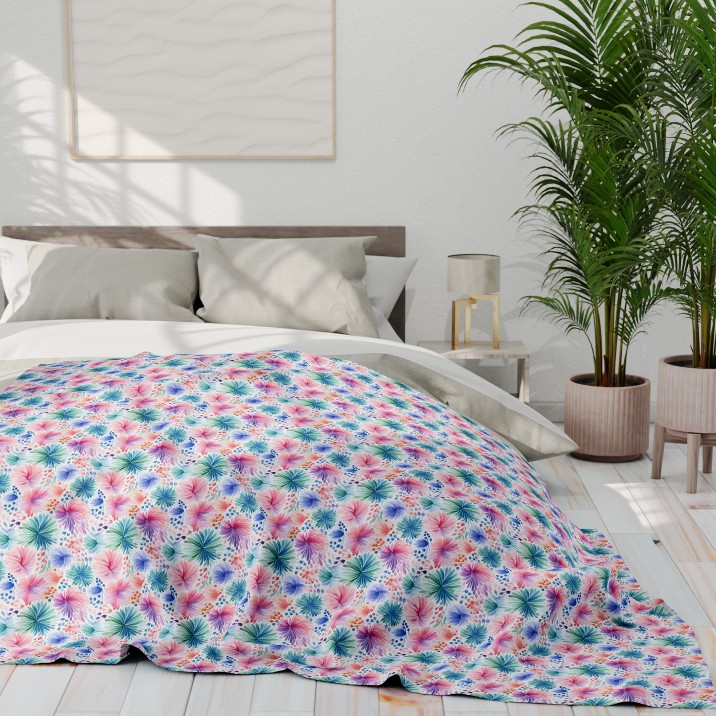 Beautiful Watercolor Floral Pattern Design Arctic Fleece Blanket