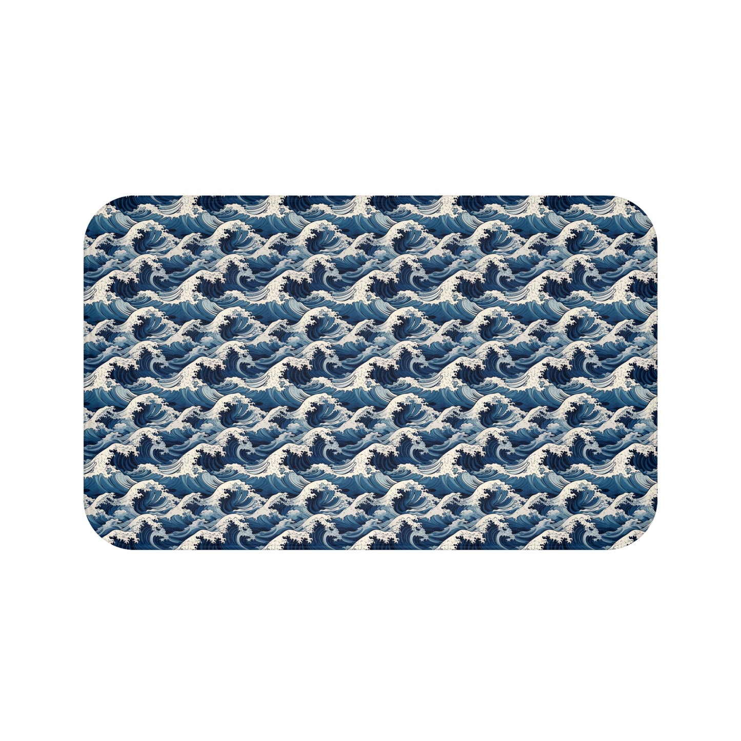 Minimalistic Japanese Wave Style Pattern Bath Mat