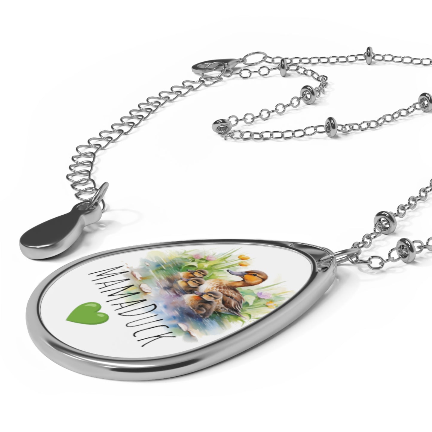 Happy Mother's Day / Mother Love / Mamaduck/ Mama-Duck - Exquisite Baby Horse Watercolor Design Oval Necklace - Perfect Gift