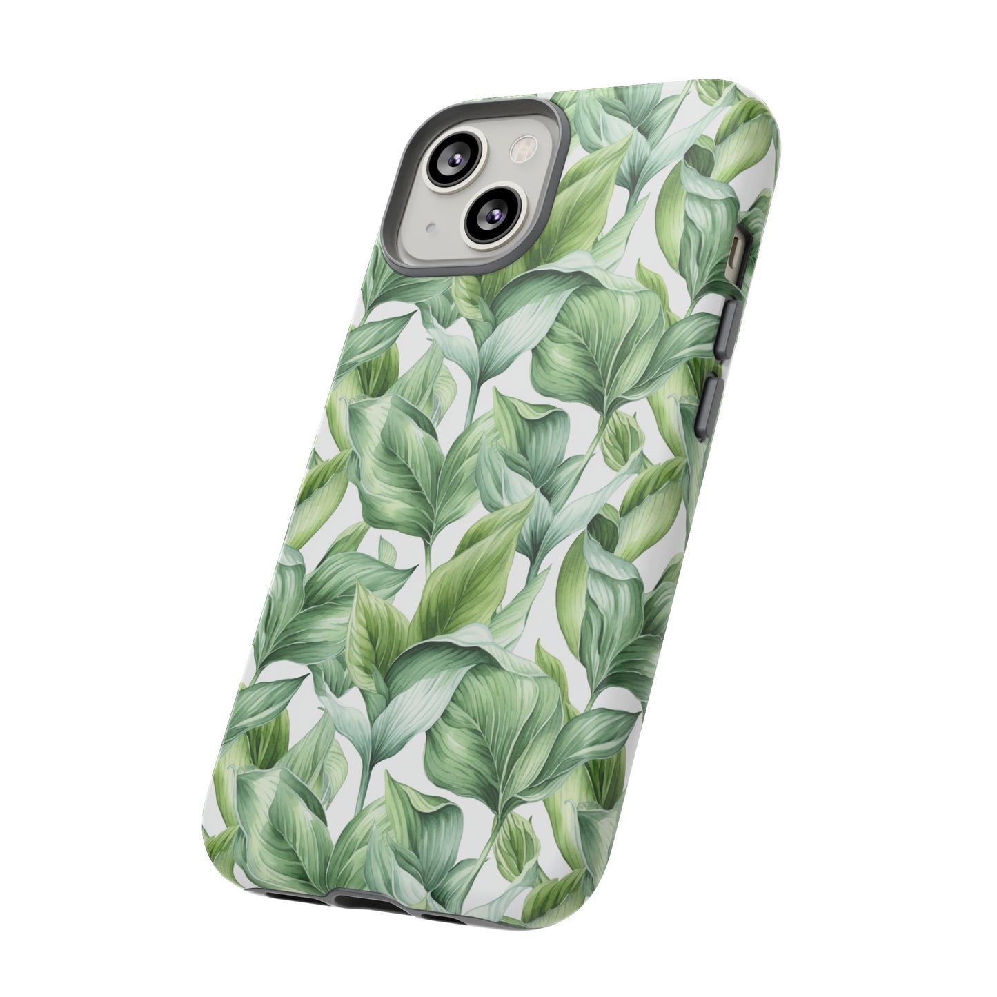 Gardening Lovers Collection - "Hosta (Hosta spp.)" Herbal Watercolor Plants Pattern - iPhone 15, iPhone 14 and iPhone 13 Phone Case