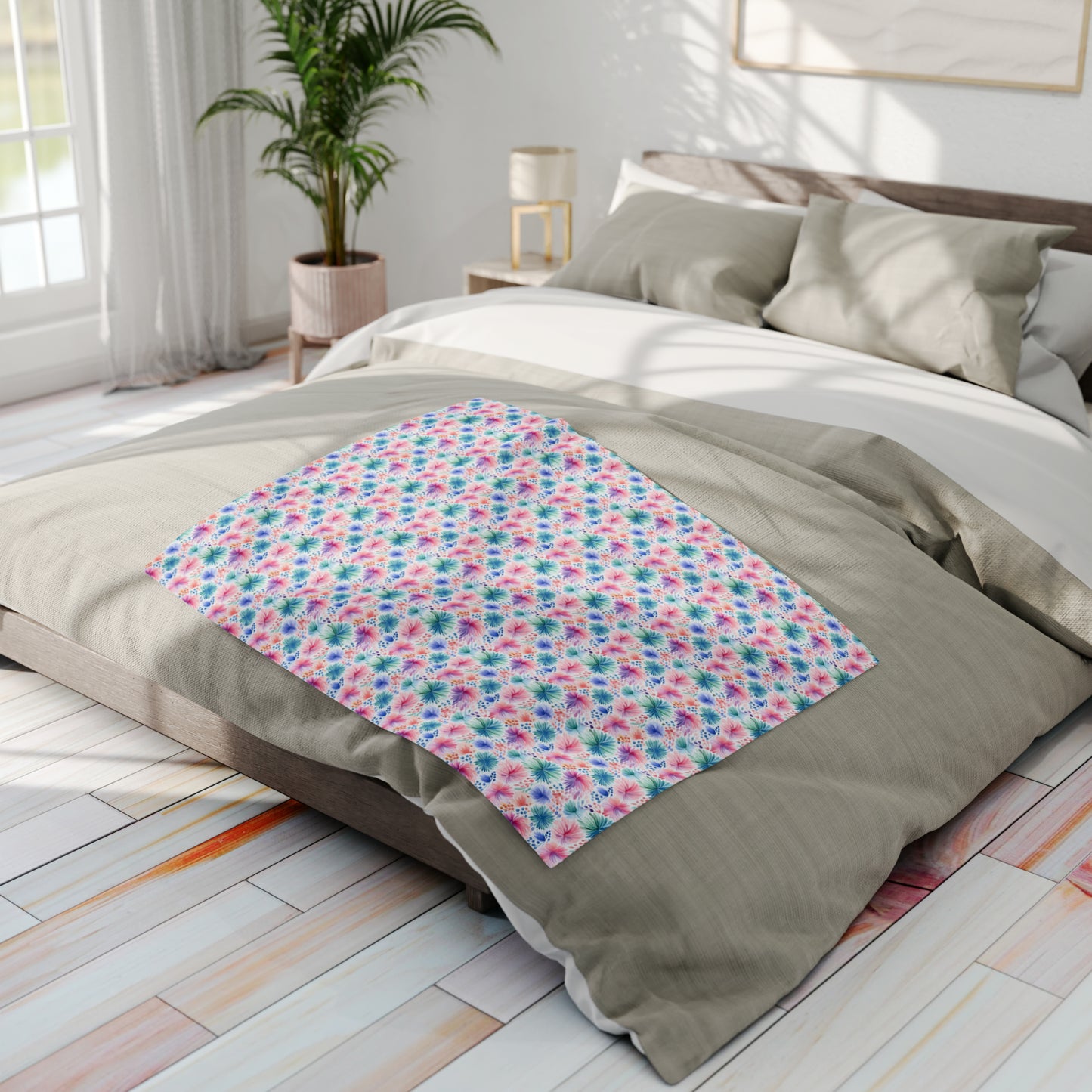 Beautiful Watercolor Floral Pattern Design Arctic Fleece Blanket