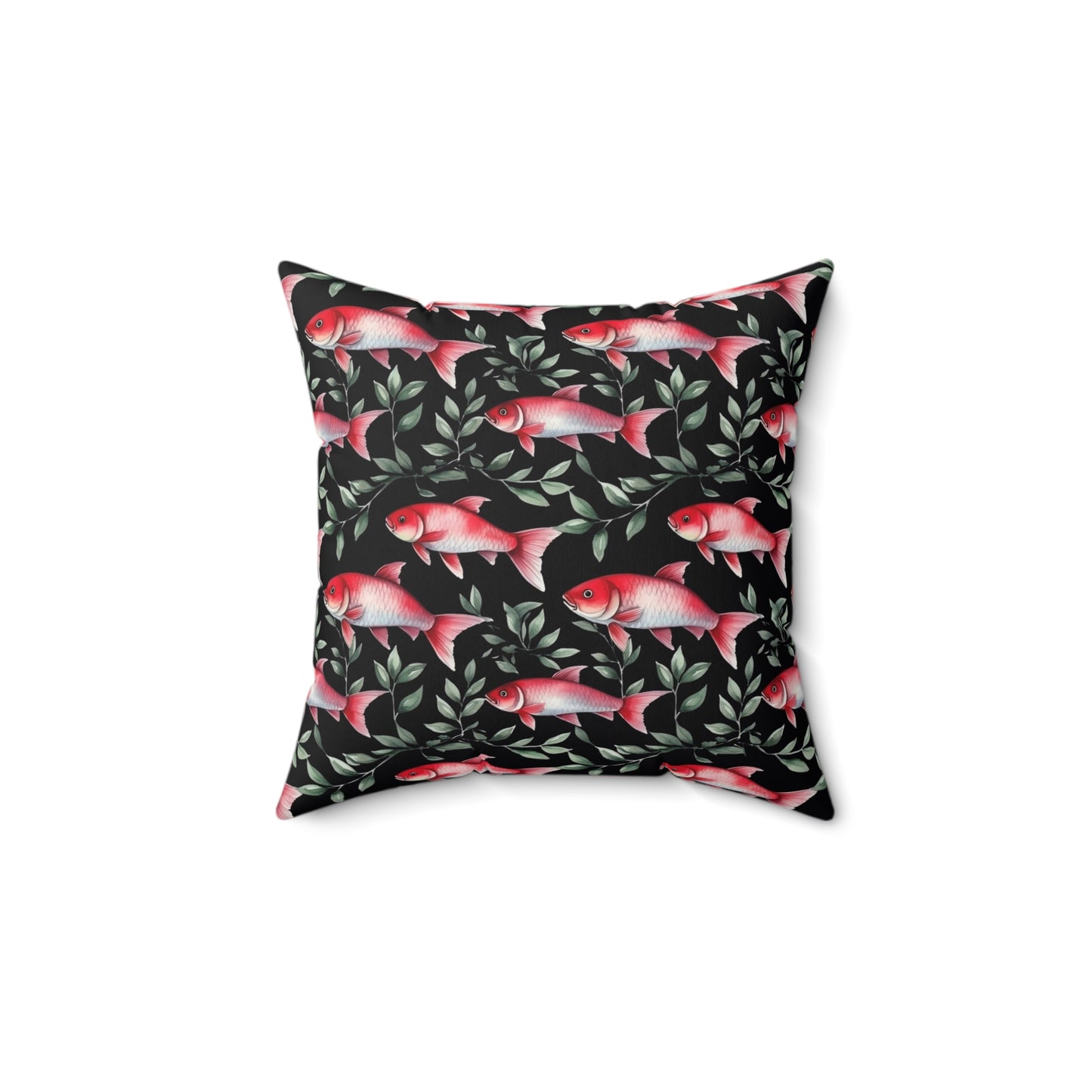 Fishing Enthusiasts Collection - Beautiful "Cherry Barb" Elegant Watercolor Fish Pattern - Spun Polyester Square Pillow - Perfect Gift