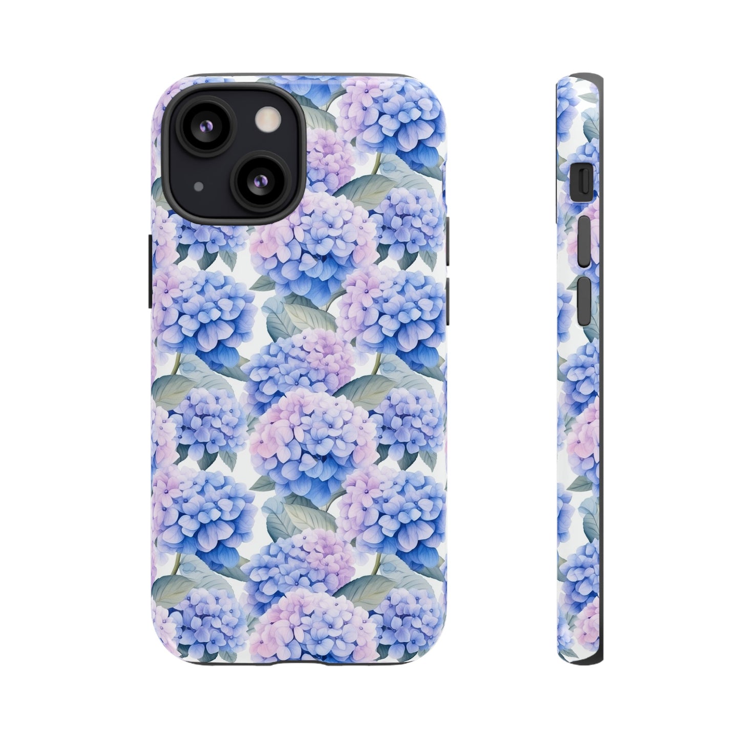 Gardening Lovers Collection - "Hydrangea (Hydrangea spp.)" Herbal Watercolor Plants Pattern - iPhone 15, iPhone 14 and iPhone 13 Phone Case