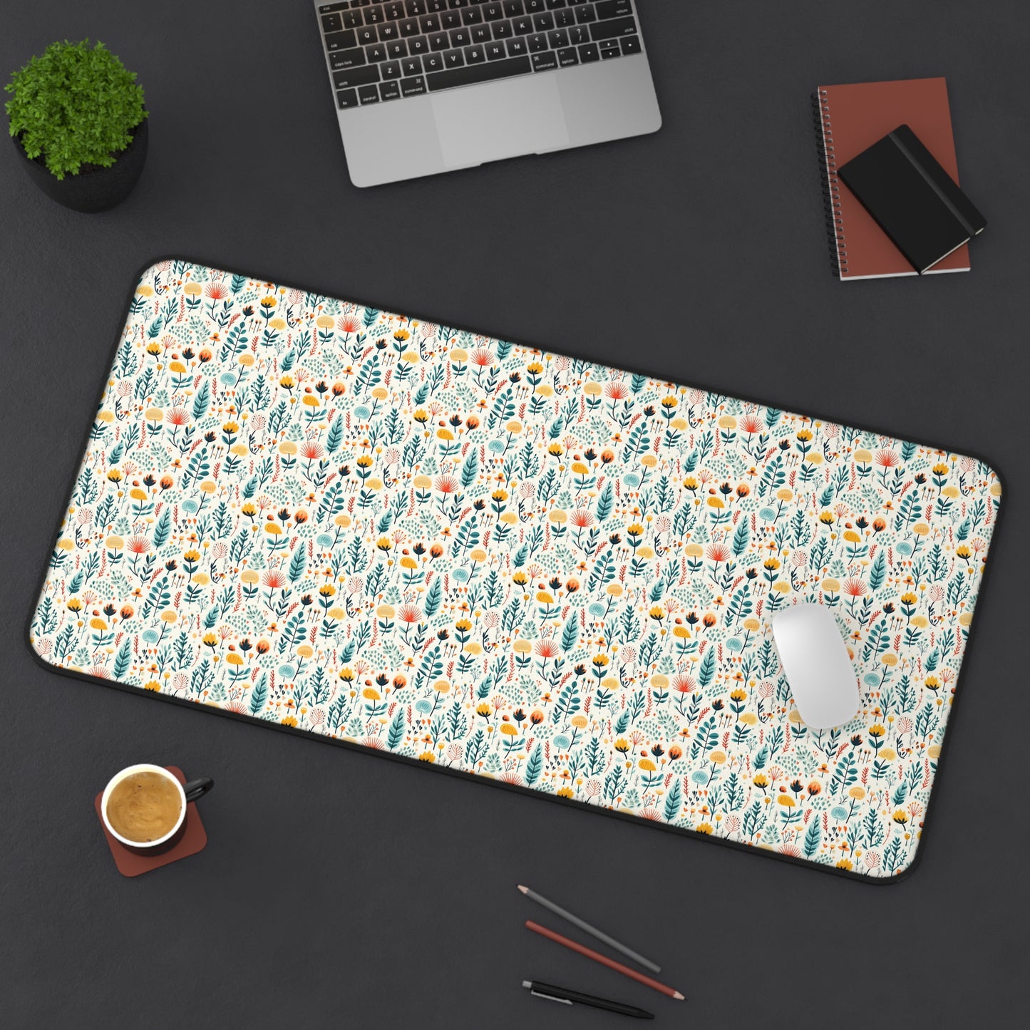 Calming Floral Pattern Desk Mat