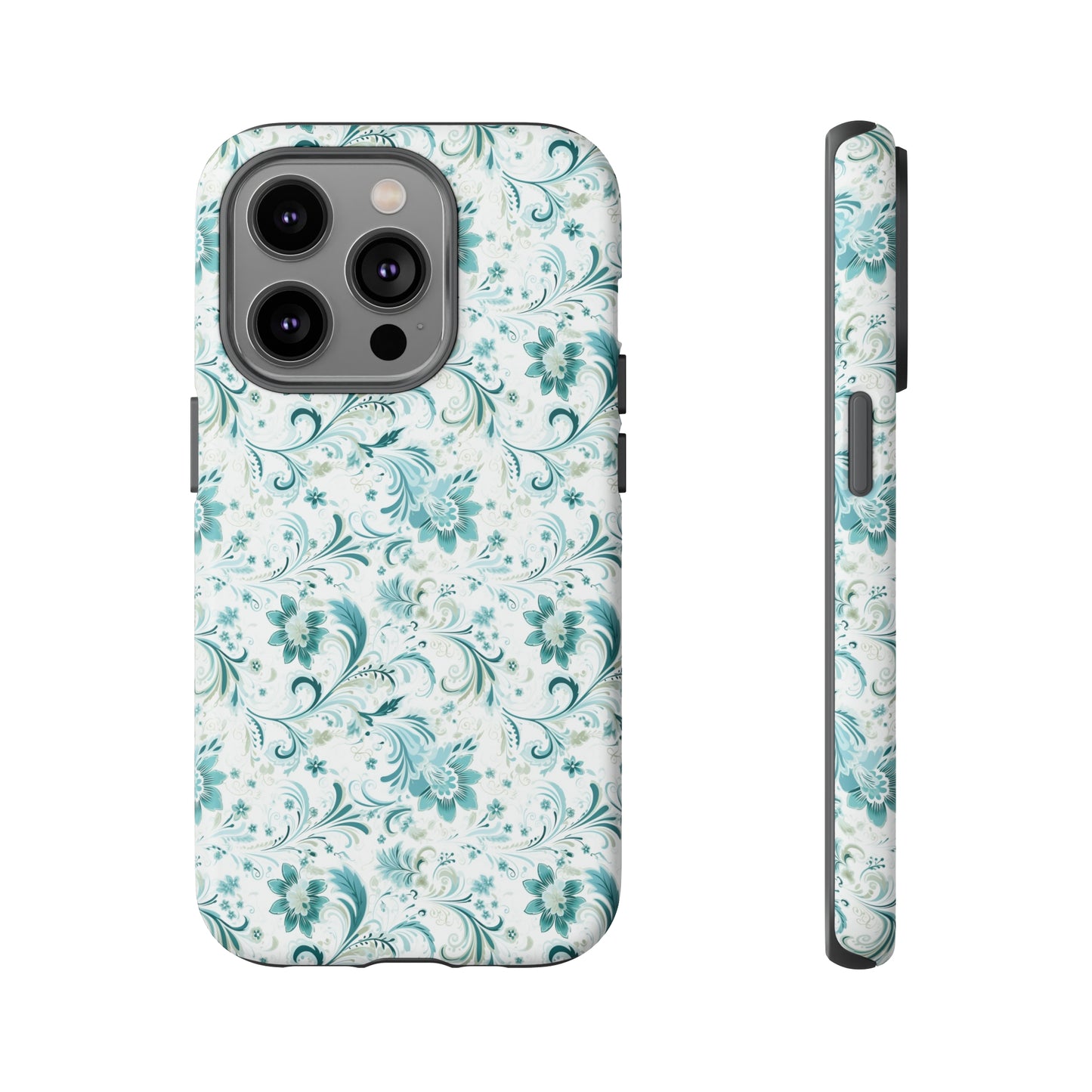 Beautiful Moss and Olive Green Floral Pattern Phone Case - Tough Cases for iPhone 15, iPhone 14 and iPhone 13