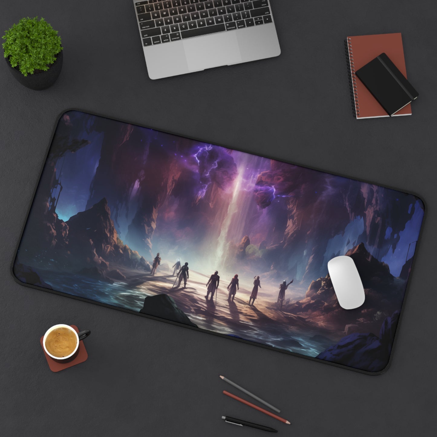 Epic Fantasy Friends Collection - "Soul-String Between Two Worlds" Watercolor Art Work Design - Neoprene Gaming Desk Mat / Cover