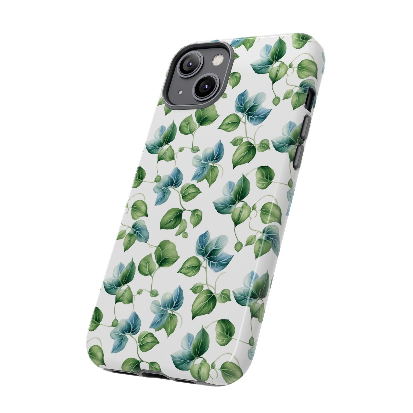 Gardening Lovers Collection - "English Ivy (Hedera helix)" Herbal Watercolor Plants Pattern - iPhone 15, iPhone 14 and iPhone 13 Phone Case