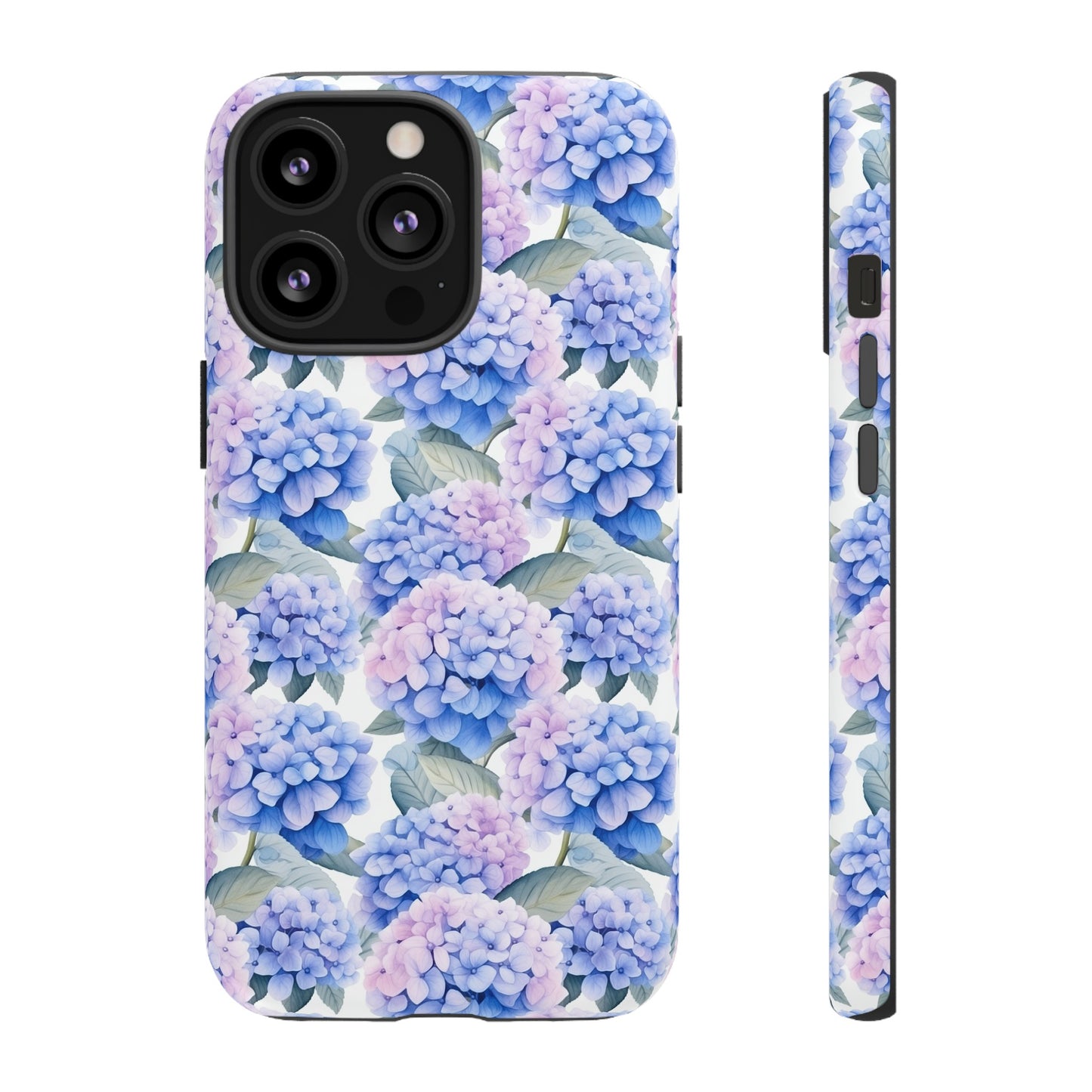 Gardening Lovers Collection - "Hydrangea (Hydrangea spp.)" Herbal Watercolor Plants Pattern - iPhone 15, iPhone 14 and iPhone 13 Phone Case