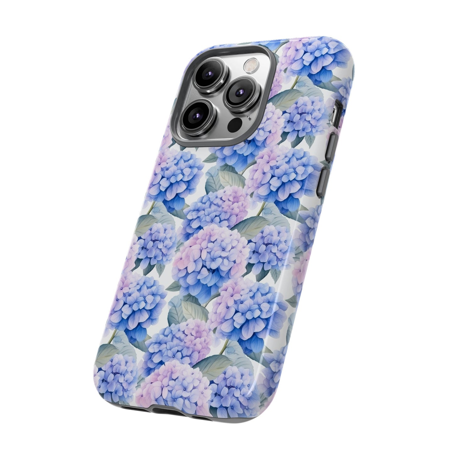 Gardening Lovers Collection - "Hydrangea (Hydrangea spp.)" Herbal Watercolor Plants Pattern - iPhone 15, iPhone 14 and iPhone 13 Phone Case