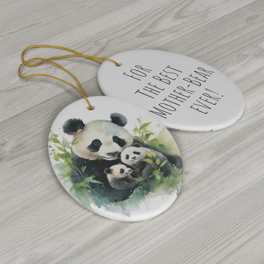 Happy Mother's Day / Mother Love / Best Mother-Bear Ever -  Baby Panda Watercolor Design Ceramic Ornament - Perfect Gift, 1-Pack