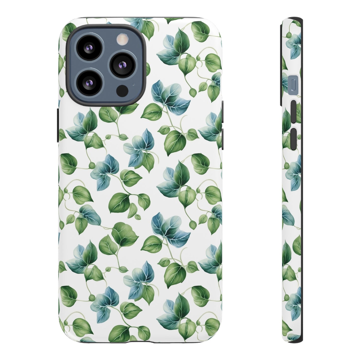 Gardening Lovers Collection - "English Ivy (Hedera helix)" Herbal Watercolor Plants Pattern - iPhone 15, iPhone 14 and iPhone 13 Phone Case