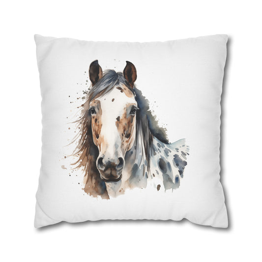 Horse Enthusiasts Collection - Beautiful "Appaloosa Horse" Majestic Watercolor Portrait- Spun Polyester Square Pillowcase / Cushion Cover