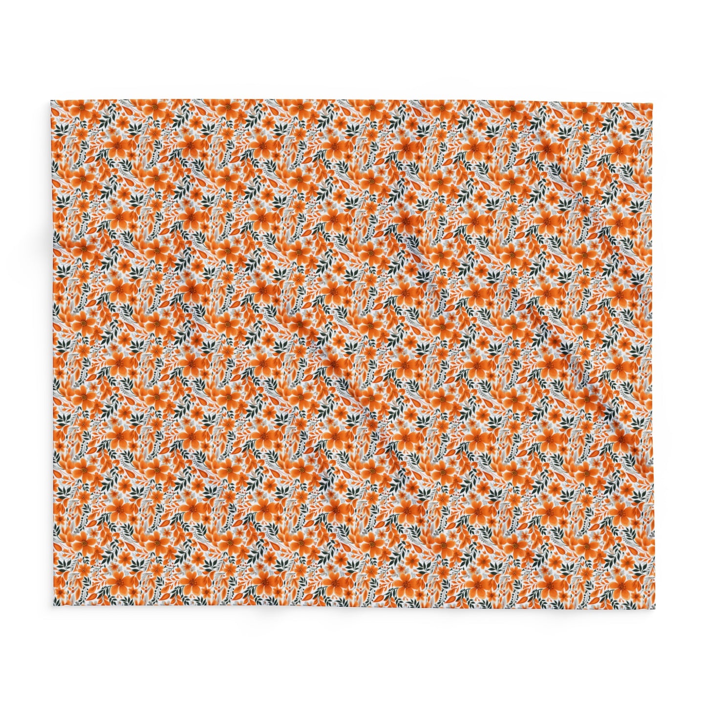 Wonderful Orange Floral Flower Summer Pattern Style Design Arctic Fleece Blanket