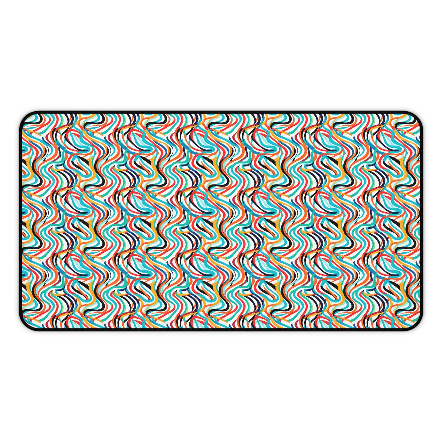 Colorful Artistic Round Rainbow Lines Pattern Desk Mat