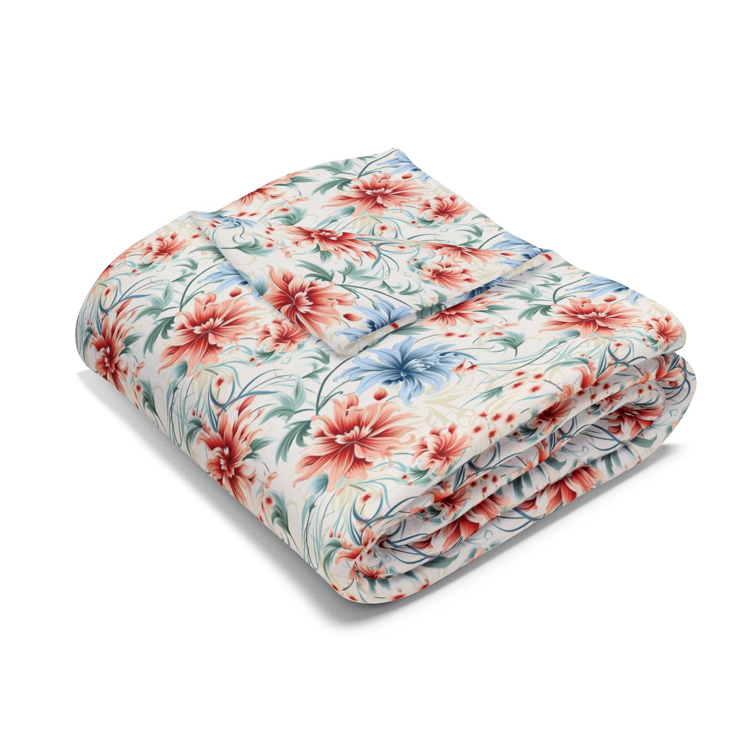 Refreshening Floral Pattern Design Arctic Fleece Blanket