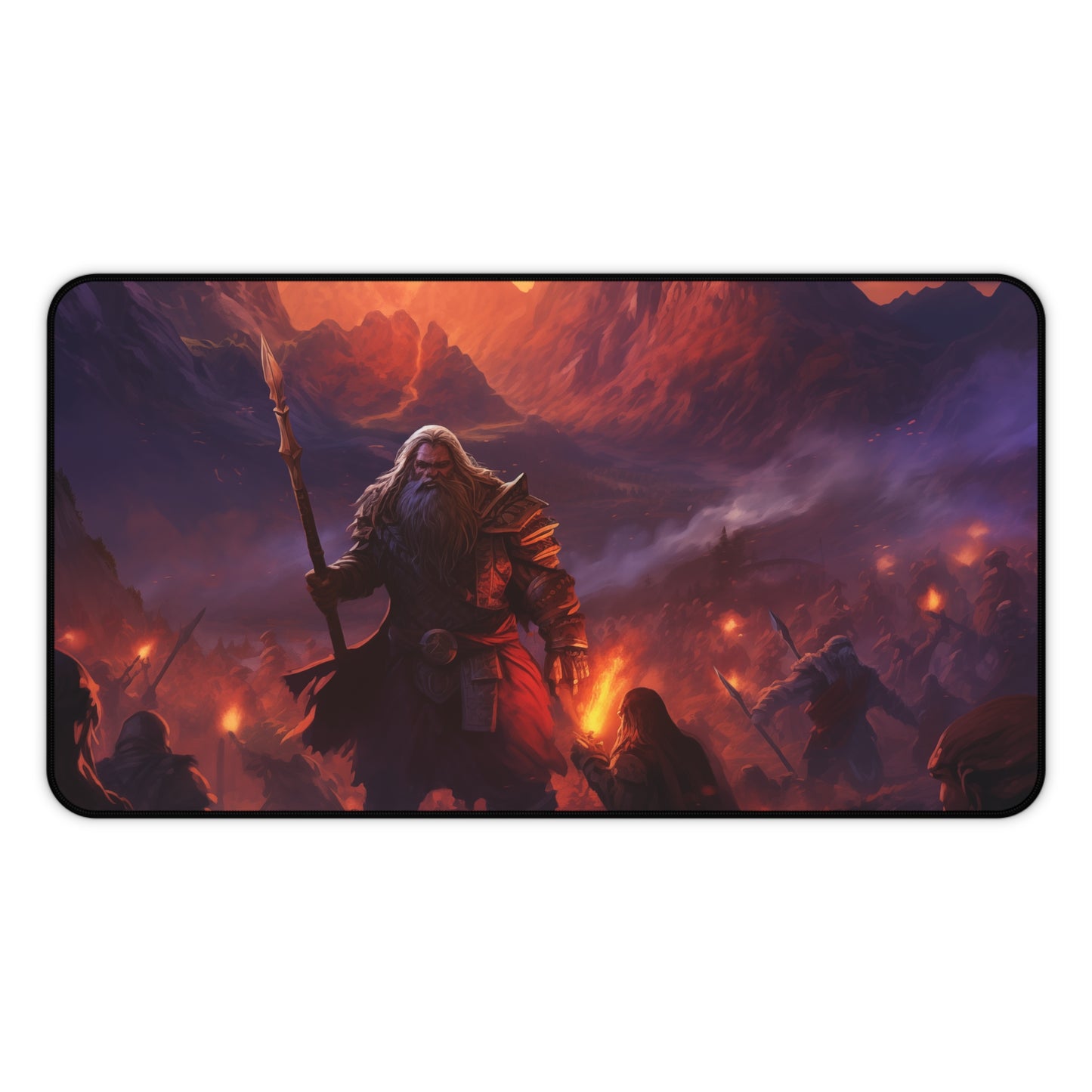 Epic Fantasy Friends Collection - "The Unbreakable General" Watercolor Art Work Design - Neoprene Gaming Desk Mat / Cover