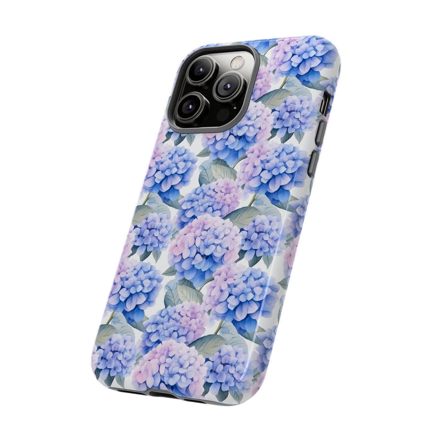 Gardening Lovers Collection - "Hydrangea (Hydrangea spp.)" Herbal Watercolor Plants Pattern - iPhone 15, iPhone 14 and iPhone 13 Phone Case