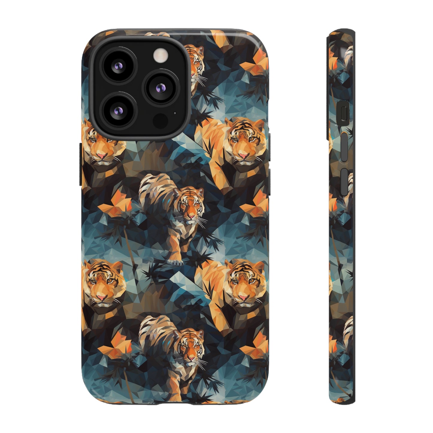 Sneaking Tiger Grey Polygonized Style Phone Case  - Tough Cases for iPhone 15, iPhone 14 and iPhone 13